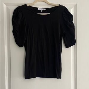 Frame Denim Black Puff Sleeve Tee